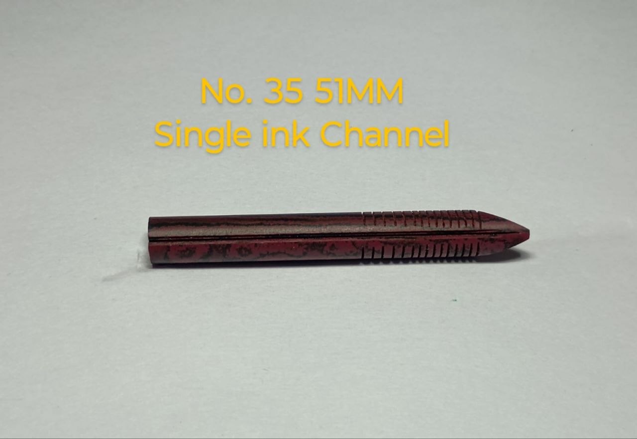 Ebonite Feed #35 (51mm) - Single Channel (Red Ebonite) hand-cut ebonite fountain pen feed by RS Writing Instruments