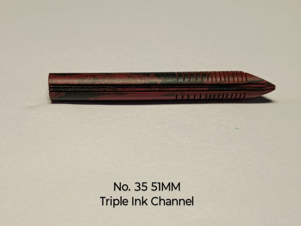Ebonite Feed #35 (51mm) - Music Flow (Red Ebonite) hand-cut ebonite fountain pen feed by RS Writing Instruments